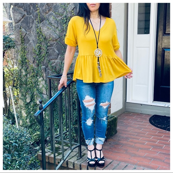 ✨LAST ONES SALE✨PRETTY MUSTARD TUNIC TOP - Picture 4 of 6